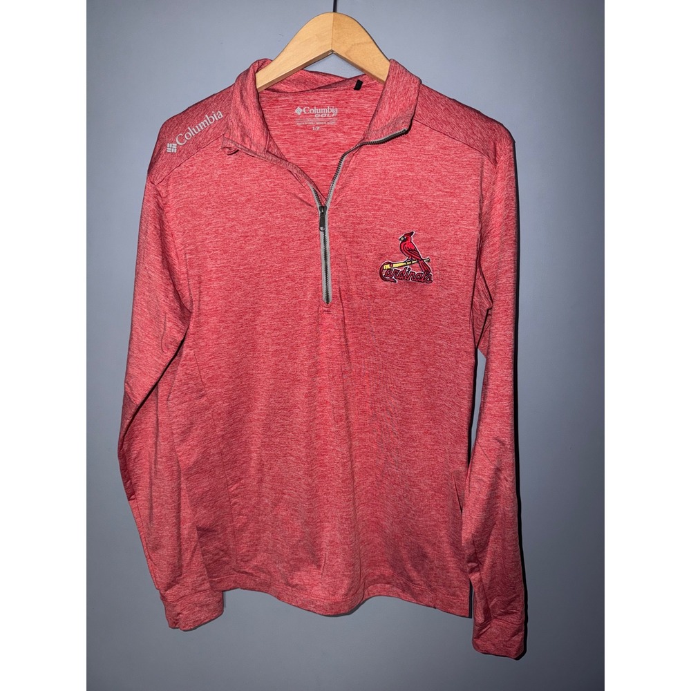 Columbia Golf St Louis Cardinals Red Heather Quarter Zip Pullover Mens Small